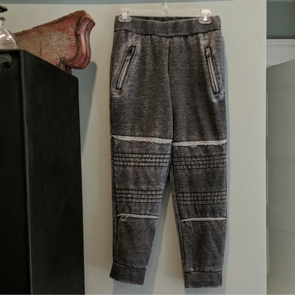 Live Electric Gray Moto Jogger Sweatpants, Women’s Small